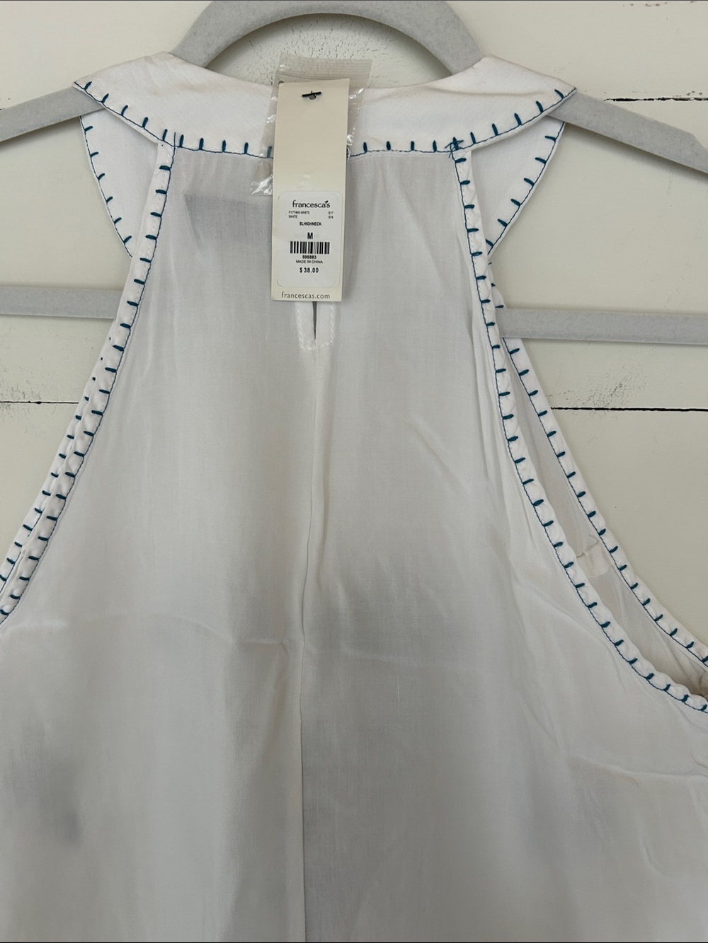 NWT Blue Rain Boho Style Halter with Turquoise Embroidery and Tassels, Size Med - Picture 6 of 6